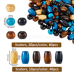 150Pcs 10 Styles Wood European Beads&nbsp;WOOD-FH0002-32