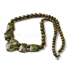 Natural Unakite Faceted Bib Graduated Beaded Necklaces for Women&nbsp;NJEW-B128-01N