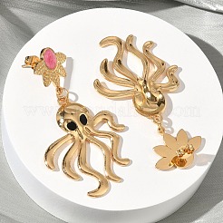 304 Stainless Steel Enamel Dangle Stud Earrings&nbsp;EJEW-B156-08G