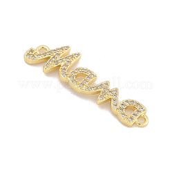 Mother's Day Brass Micro Pave Cubic Zirconia Word Mama Links Connector Charms&nbsp;KK-D235-03G-01