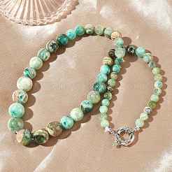 Natural Green Line Jasper  Graduated Round Beaded Necklaces&nbsp;NJEW-F368-01P