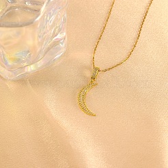 Moon Brass Micro Pave Clear Cubic Zirconia Pendant Necklaces&nbsp;FS-WGD2E00-01