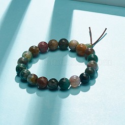 Natural Indian Agate Round Beads Stretch Bracelet&nbsp;BJEW-JB07235-03