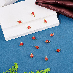 12Pcs Brass & Glass Imitation Cat Eye Round Charms&nbsp;PALLOY-TAC0237-05