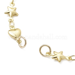 Brass Star Heart Link Chain Bracelet Making&nbsp;AJEW-JB01437