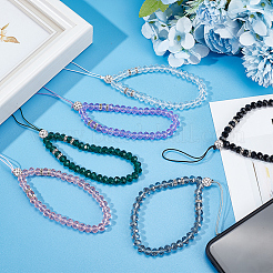 6Pcs 6 Colors Glass & Rhinestone Beaded Phone Hand Strap Chains&nbsp;AJEW-GF0008-56