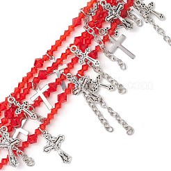 Red Glass Multi-Strand Beaded Bracelets&nbsp;BJEW-JB10709