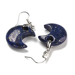 Rack Plating Moon Brass Dangle Earrings for Women&nbsp;EJEW-B064-02P-09
