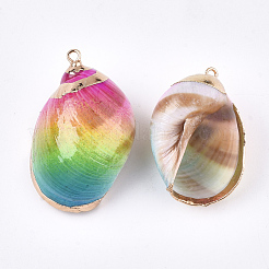 Spray Painted & Electroplate Spiral Shell Pendants&nbsp;SSHEL-T010-03