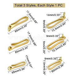 3 Pcs 3 Style Brass Keychain Clasp Findings&nbsp;KK-PH0002-66
