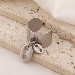Coffee Bean Adjustable 304 Stainless Steel Cuff Open Rings&nbsp;FS-WGEB754-01