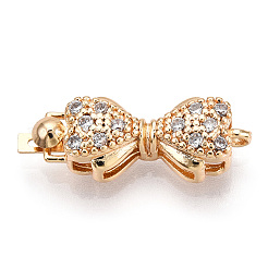 Brass Micro Pave Clear Cubic Zirconia Box Clasps&nbsp;KK-G491-02G