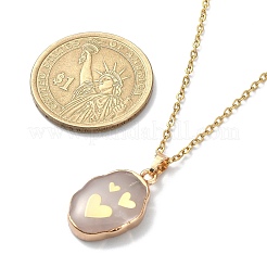 Natural Gemstone Oval with Leaf/Eye/Tree Pendants Necklaces&nbsp;NJEW-JN04395