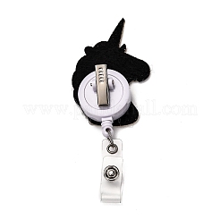 Unicorn Glitter Powder Felt & ABS Plastic Badge Reel&nbsp;X-AJEW-I053-40