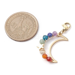 Chakra Natural Gemstone Wire Wrapped Moon Pendant Decorations&nbsp;HJEW-TA00241