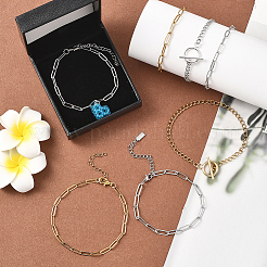 12Pcs 6 Styles 304 Stainless Steel Chains Bracelets for Men Women&nbsp;BJEW-SC0001-64