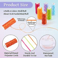 6 Rolls 6 Colors Flat Waxed Polyester Cords&nbsp;YC-TA0001-08A
