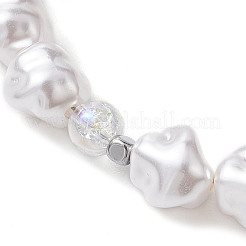 Nuggets Plastic Imitation Pearl & Glass & Synthetic Non-magnetic Hematite Beaded Bracelets for Women&nbsp;BJEW-JB10569
