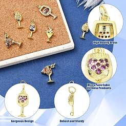 10Pcs 5 Styles Brass Micro Pave Cubic Zirconia Pendants&nbsp;KK-CJ0004-43