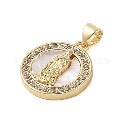 Brass Micro Pave Clear Cubic Zirconia Pendants&nbsp;KK-I712-40G