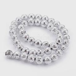 Electroplated Natural Lava Rock Bead Strands&nbsp;X-G-E511-01G-8mm