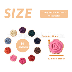 100Pcs 10 Colors Opaque Resin Flower Cabochons&nbsp;CRES-YS0001-06