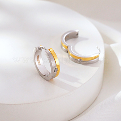 Two Tone 304 Stainless Steel Rhinestone Hoop Earrings for Women&nbsp;OJ2357-2