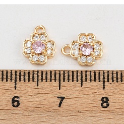 Brass Micro Pave Cubic Zirconia Pendants&nbsp;KK-K407-35G-03