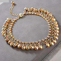 Alloy Crystal Rhinestone Tennis Chain Bell Tassel Anklets&nbsp;FS-WG605A0-01