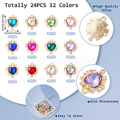 24Pcs 12 Colors Alloy Rhinestone Pendant&nbsp;FIND-TA0006-68