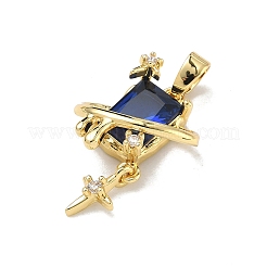 Brass Micro Pave Cubic Zirconia Pendants&nbsp;KK-D235-18G