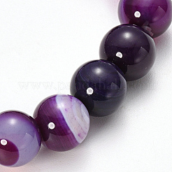 Natural Striped Agate/Banded Agate Beaded Stretch Bracelets&nbsp;X-BJEW-Q692-03C