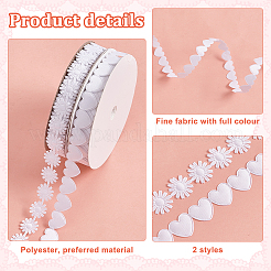 2 Rolls 2 Styles Heart & Flower Polyester Lace Ribbon&nbsp;OCOR-PH0004-66A