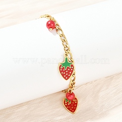 304 Stainless Steel Enamel Charm Bracelets for Women&nbsp;BJEW-G747-01G