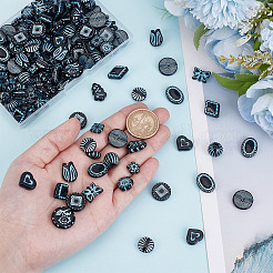 150Pcs 15 Styles Prussian Blue Opaque Acrylic Beads&nbsp;OACR-AR0001-31