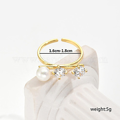 Simple Style Brass Pave Cubic Zirconia Open Rings&nbsp;IO7806
