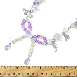 Alloy Leaf & Flower & Bowknot Pendant Necklace&nbsp;NJEW-FZ00007