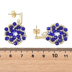 Flower Glass Beaded Dangle Earrings&nbsp;EJEW-MZ00776-03