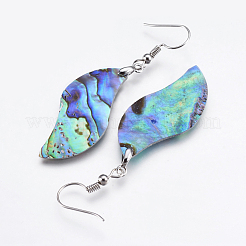 Abalone Shell/Paua Shell Dangle Earrings&nbsp;EJEW-F147-E06
