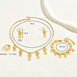 Brass Coin Charms Bracelets & Earrings & Necklaces & Rings Sets for Women&nbsp;XS0160