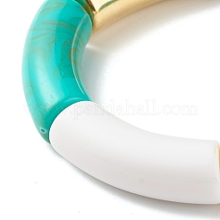 Curved Tube Beads Stretch Bracelet for Girl Women&nbsp;BJEW-JB06941-02