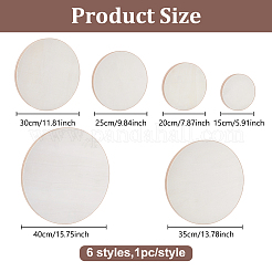 6Pcs 6 Styles Flat Round Wood Painting  Panels&nbsp;AJEW-AR0005-47
