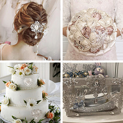 10Pcs 10 Styles Flower & Heart & Teardrop Crystal Rhinestone Brooches Set&nbsp;JEWB-BY0001-04