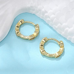 Brass Micro Pave Cubic Zirconia Huggie Hoop Earrings&nbsp;EJEW-K083-34G-B