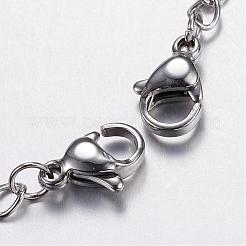 Tarnish Resistant 304 Stainless Steel Curb Chains and Lobster Claw Clasps&nbsp;STAS-N0009-03P