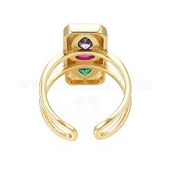 Cubic Zirconia Rectangle Open Cuff Ring&nbsp;X-RJEW-N037-015-03LG