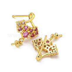 Rack Plating Brass Micro Pave Clear Cubic Zirconia Studs Earrings Finding&nbsp;KK-T072-13G