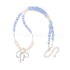Natural Pearl & Cat Eye Beaded Necklaces&nbsp;NJEW-Q023-01S