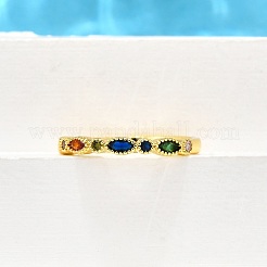 Adjustable Brass Micro Pave Cubic Zirconia Finger Rings for Women&nbsp;RJEW-H247-15G