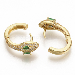 Brass Micro Pave Cubic Zirconia Huggie Hoop Earrings&nbsp;EJEW-S208-057B